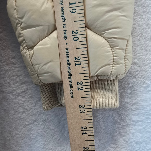 River Island Padded Quilted Long Coat Womens 6 Cream Maxi Aysmmetrical Luxury - Picture 10 of 16